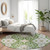 8' Green Gray And Taupe Round Floral Washable Indoor Outdoor Area Rug