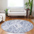 8' Denim Blue And Sky Blue Round Geometric Washable Indoor Outdoor Area Rug Transitional Style - Denim Blue, Sky Blue Color