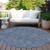 8' Navy Blue And Ivory Round Geometric Washable Indoor Outdoor Area Rug Transitional Style - Navy Blue, Ivory Color