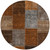 8' Orange And Taupe Round Patchwork Washable Indoor Outdoor Area Rug