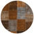 8' Orange And Taupe Round Patchwork Washable Indoor Outdoor Area Rug