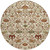 8' Ivory Brown And Red Round Floral Washable Indoor Outdoor Area Rug
