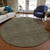 8' Olive Green Beige And Taupe Round Floral Washable Indoor Outdoor Area Rug