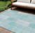 8' X 10' Aqua Teal Blue And Silver Patchwork Washable Indoor Outdoor Area Rug