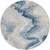 8' Beige And Navy Blue Round Abstract Washable Indoor Outdoor Area Rug
