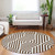 8' Brown And White Round Geometric Washable Indoor Outdoor Area Rug