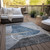 9' X 12' Blue Gray And Charcoal Abstract Washable Indoor Outdoor Area Rug