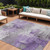 9' X 12' Purple Eggplant And Ivory Abstract Washable Indoor Outdoor Area Rug