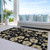 9' X 12' Black And Gold Floral Washable Indoor Outdoor Area Rug