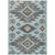 9' X 12' Teal Blue And Charcoal Tribal Washable Indoor Outdoor Area Rug