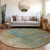 8' Artichoke Green Gray And Gold Round Abstract Washable Indoor Outdoor Area Rug