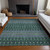 9' X 12' Green Blue And Purple Tribal Washable Indoor Outdoor Area Rug