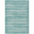 9' X 12' Aqua And Ivory Striped Washable Indoor Outdoor Area Rug