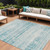 10' X 14' Teal Blue Aqua And Ivory Abstract Washable Indoor Outdoor Area Rug