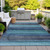 9' X 12' Teal Blue Aqua And Navy Blue Striped Washable Indoor Outdoor Area Rug