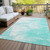 10' X 14' Aqua Ivory And Teal Blue Abstract Washable Indoor Outdoor Area Rug