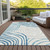 9' X 12' Teal Blue Ivory And Silver Abstract Washable Indoor Outdoor Area Rug