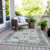 10' X 14' Teal Blue And Gray Floral Washable Indoor Outdoor Area Rug - Teal Blue, Gray
