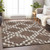 10' X 14' Brown And Ivory Geometric Washable Indoor Outdoor Area Rug - Brown, Ivory