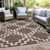 10' X 14' Brown And Ivory Geometric Washable Indoor Outdoor Area Rug - Brown, Ivory