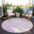 8' Round Pink and Ivory Round Floral Washable Non Skid Indoor Outdoor Area Rug