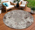 8' Taupe Ivory And Brown Round Damask Washable Indoor Outdoor Area Rug