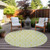 8' Yellow And Ivory Round Geometric Washable Indoor Outdoor Area Rug - Yellow, Ivory