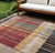 8' X 10' Beige Red And Yellow Striped Washable Indoor Outdoor Area Rug