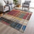 8' X 10' Beige Red And Yellow Striped Washable Indoor Outdoor Area Rug