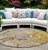 8' Round Taupe Round Abstract Washable Non Skid Indoor Outdoor Area Rug