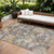 9' X 12' Gold Blue And Brown Floral Washable Indoor Outdoor Area Rug