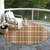 8' Brown Black And Beige Round Plaid Washable Indoor Outdoor Area Rug