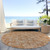 8' Terra Cotta Copper And Beige Round Geometric Washable Indoor Outdoor Area Rug