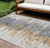 9' X 12' Ivory Charcoal And Silver Abstract Washable Indoor Outdoor Area Rug