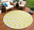 8' Yellow And Gray Round Geometric Washable Indoor Outdoor Area Rug
