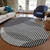 8' Gray And Black Round Geometric Washable Indoor Outdoor Area Rug