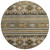 8' Chocolate Taupe And Gold Round Tribal Washable Indoor Outdoor Area Rug