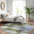8' Olive Green And Fern Green Round Floral Washable Indoor Outdoor Area Rug