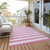 10' X 14' Pink and White Striped Washable Non Skid Indoor Outdoor Area Rug