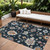 8' X 10' Black Blue And Ivory Floral Washable Indoor Outdoor Area Rug