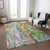 9' X 12' Green Gold And White Abstract Washable Indoor Outdoor Area Rug