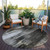 8' Gray And Black Round Abstract Washable Indoor Outdoor Area Rug