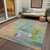 9' X 12' Pink Key Lime And Sky Blue Abstract Washable Indoor Outdoor Area Rug
