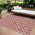 10' X 14' Red And Ivory Ogee Washable Indoor Outdoor Area Rug