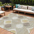 9' X 12' Beige Taupe And Ivory Ogee Washable Indoor Outdoor Area Rug
