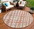 8' Salmon And Ivory Round Abstract Washable Indoor Outdoor Area Rug Transitional Style - Salmon, Ivory Color