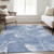 9' X 12' Blue And Sky Blue Abstract Washable Indoor Outdoor Area Rug