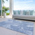 9' X 12' Blue And Sky Blue Abstract Washable Indoor Outdoor Area Rug