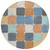 8' Rust And Denim Blue Round Geometric Washable Indoor Outdoor Area Rug