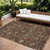 10' X 14' Chocolate Tan And Green Floral Washable Indoor Outdoor Area Rug